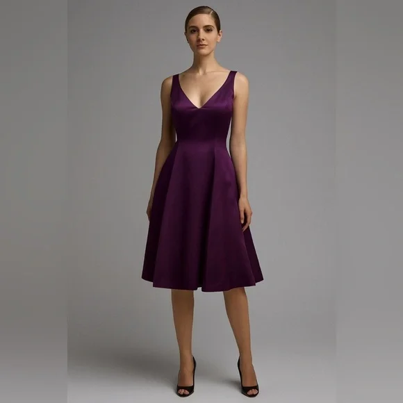 Ralph Lauren Collection Silk Cocktail Mini Dress Formal Fit & Flare 8 Party midi - Picture 1 of 8